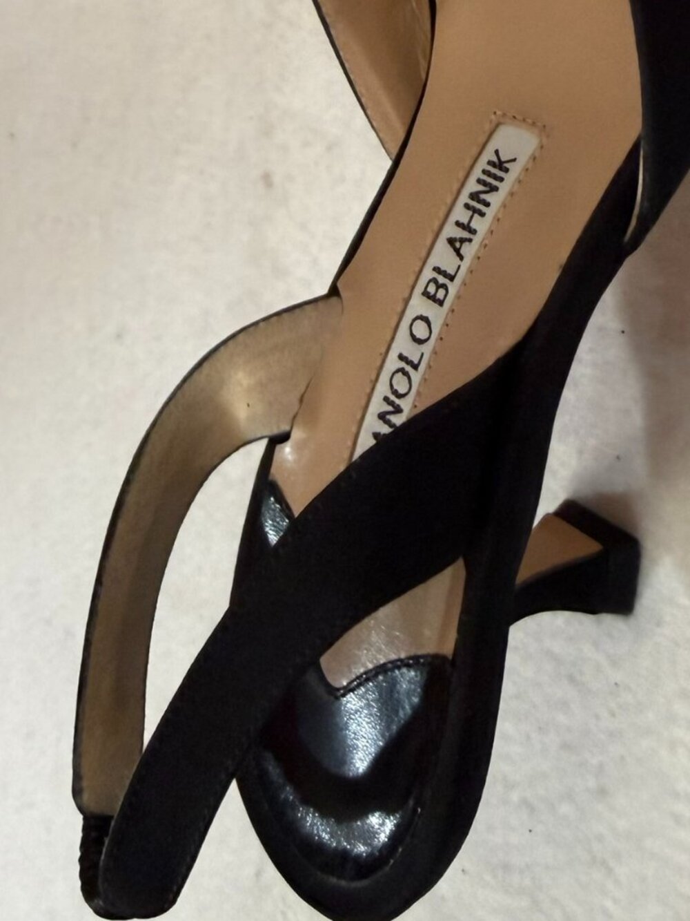 Manolo Blahnik Carolyne 50 Black Crepe Slingback Pumps Size US size 6.5 - Picture 5 of 12